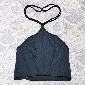 Tie Up Black Cropped Halter Top from Urban Outfitters